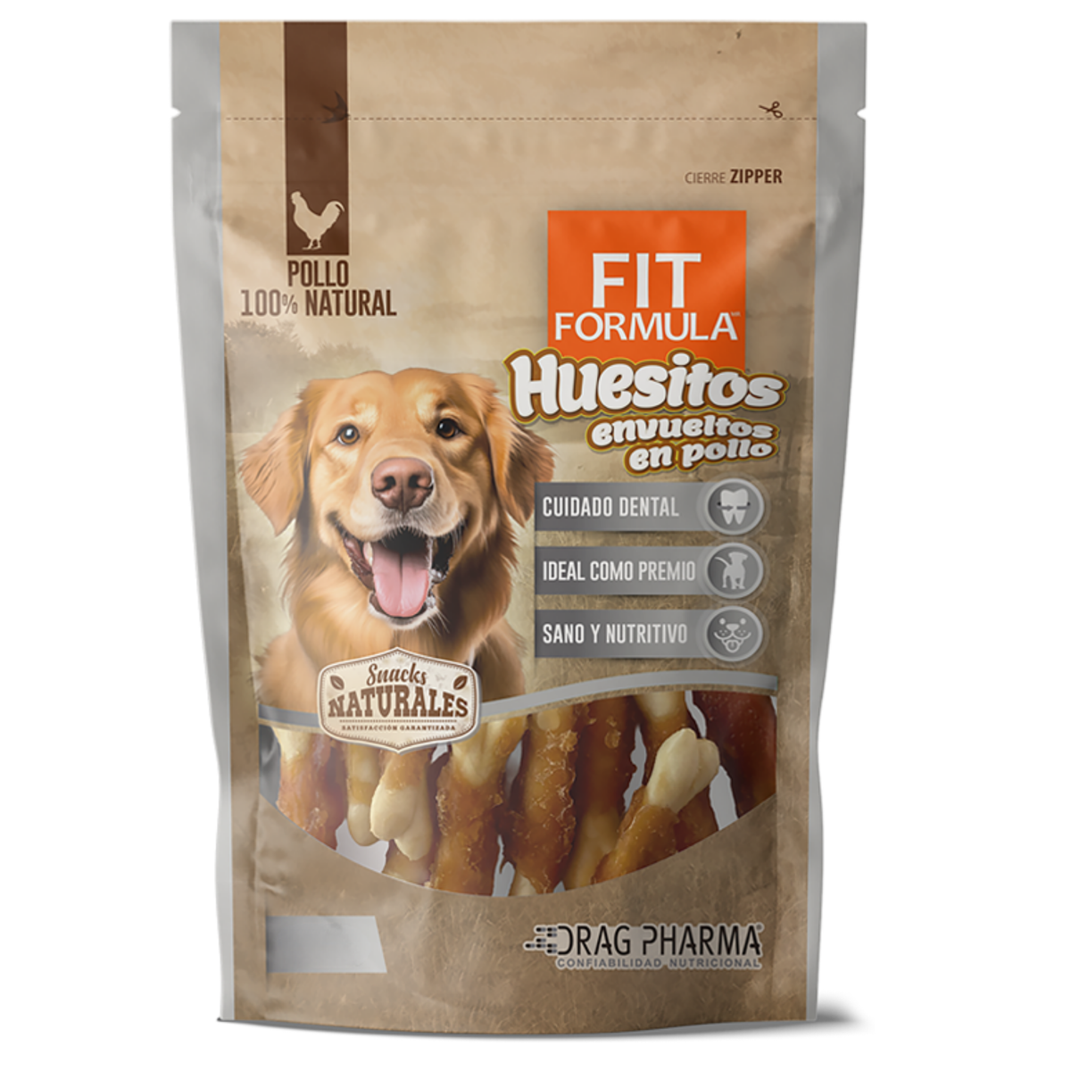 FIT FORMULA SNACK HUESITOS ENVUELTOS EN POLLO 100 G - 400 G