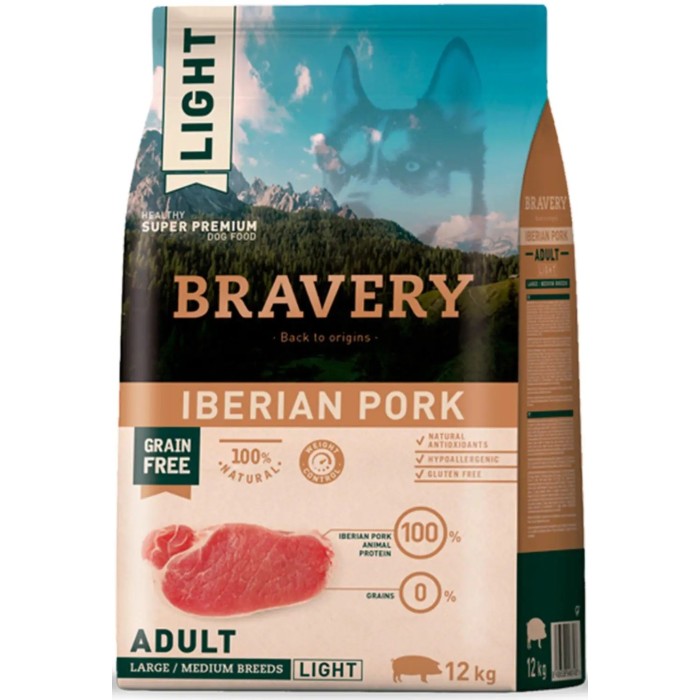 BRAVERY LIGHT IBERIAN PORK ADULT LARGE/MEDIUM BREEDS 4 Y 12 KG