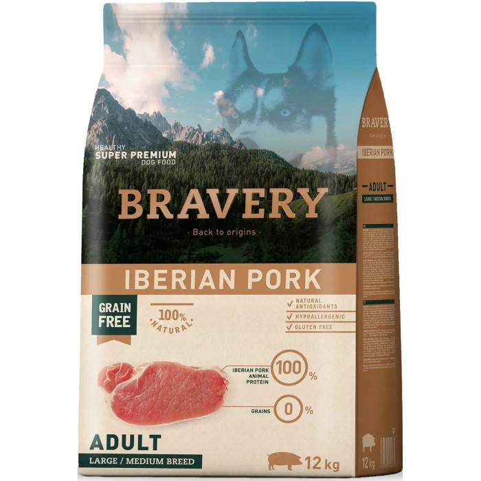 BRAVERY IBERIAN PORK ADULT LARGE/MEDIUM BREEDS 4 Y 12 KG
