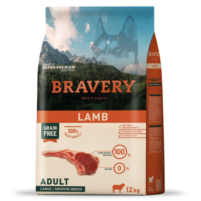 BRAVERY LAMB ADULT LARGE/MEDIUM BREED 4 Y 12 KG