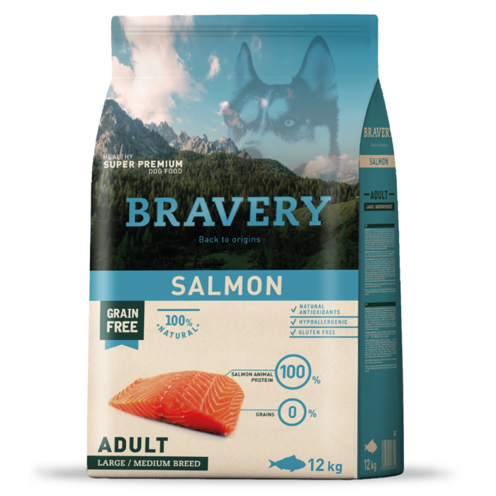 BRAVERY SALMON ADUL LARGE/MEDIUM BREED 4 Y 12 KG