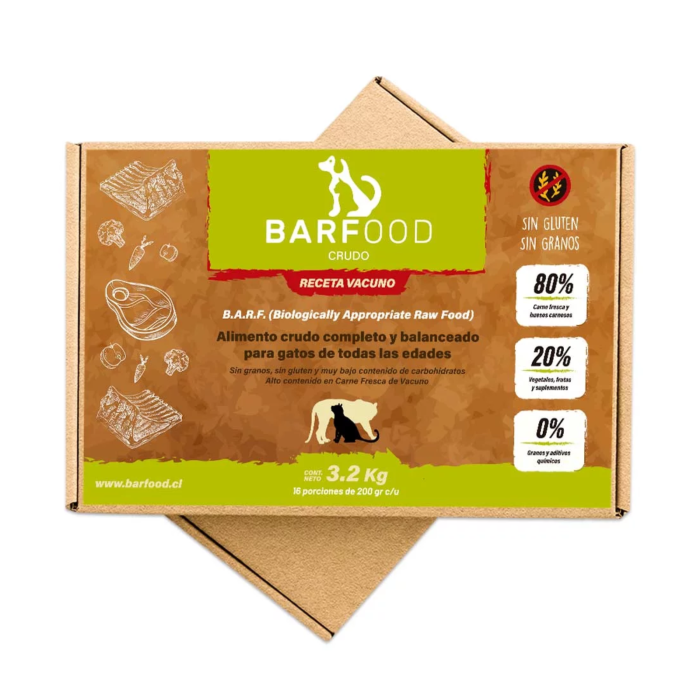 BARFOOD CRUDO VACUNO GATO 3,2 KG