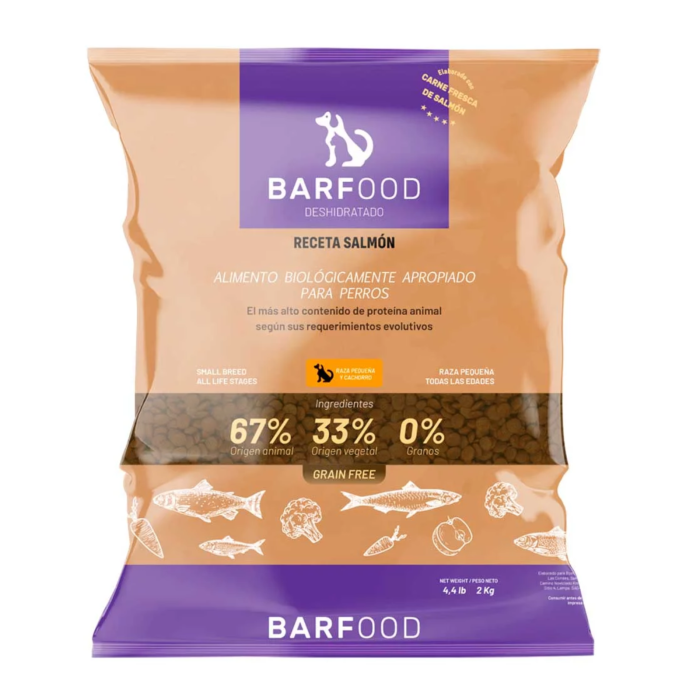 BARFOOD DESHIDRATADO DE SALMON RAZAS PEQUEÑAS Y CACHORROS2 KG