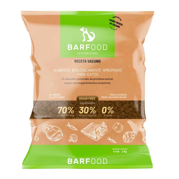 BARFOOD DESHIDRATADO DE VACUNO GATO 2 KG