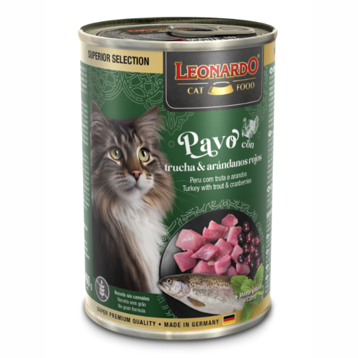 LATA LEONARDO SUPER SELECCIÓN PAVO CON TRUCHA Y CRANBERRIES 400G