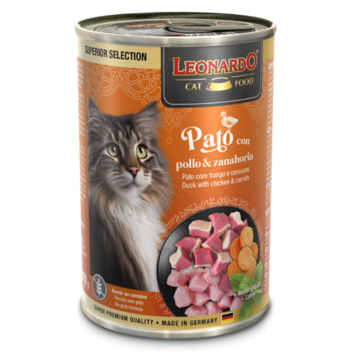 LATA LEONARDO SUPER SELECCIÓN PATO CON POLLO Y ZANAHORIAS 400G
