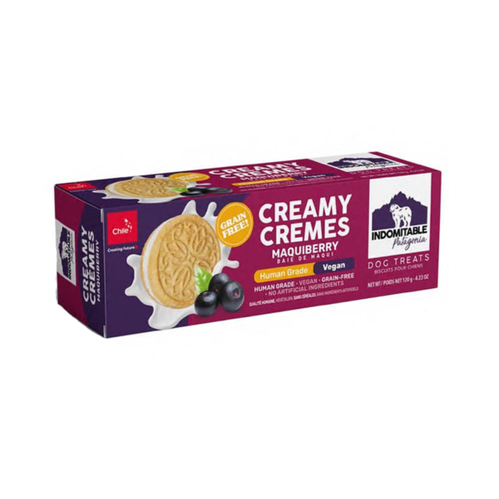 GALLETAS INDOMITABLE CREAMY CREMES HUMAN GRADE VEGAN MAQUI BERRY