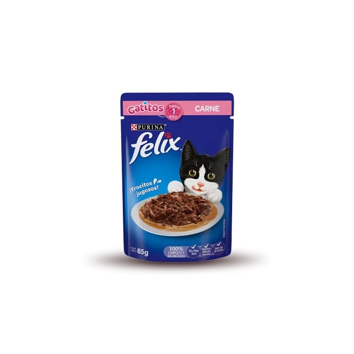 FELIX ALIMENTO HÚMEDO PARA GATITOS SABOR CARNE 85GRS