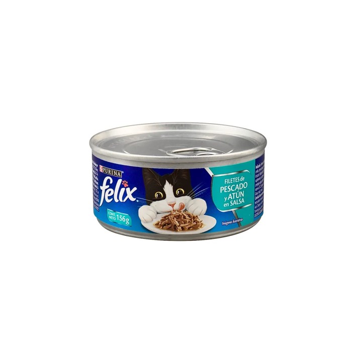 PURINA FELIX ALIMENTO HÚMEDO FILETES DE PESCADO Y ATÚN EN SALSA 156GRS