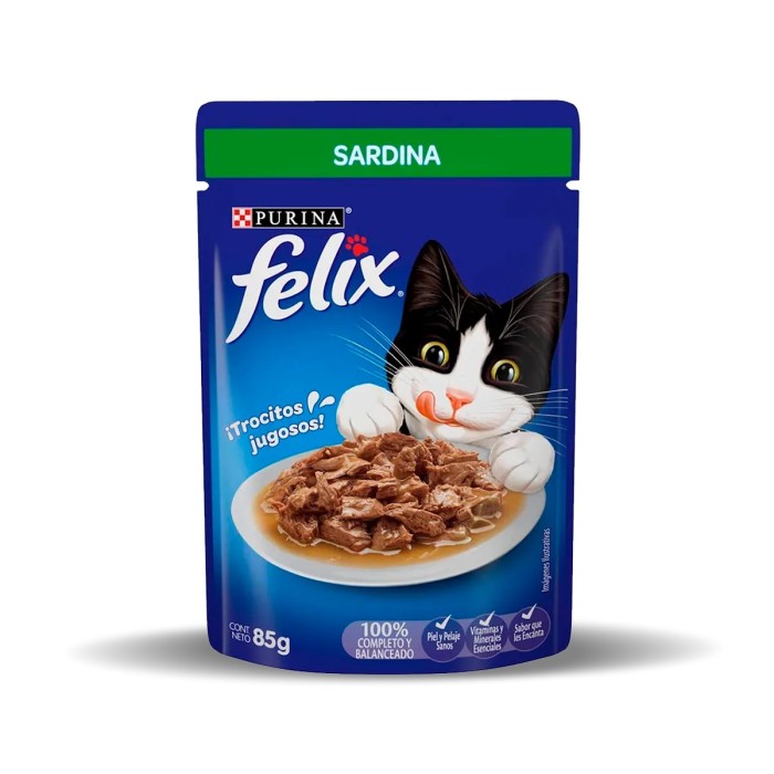 PURINA FELIX ALIMENTO HÚMEDO PARA GATOS CON SARDINA 85GRS