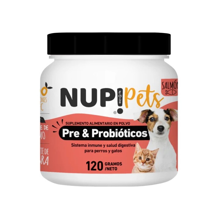 PRE Y PROBIÓTICOS PERROS Y GATOS NUP!PETS SALMÓN 120GRS